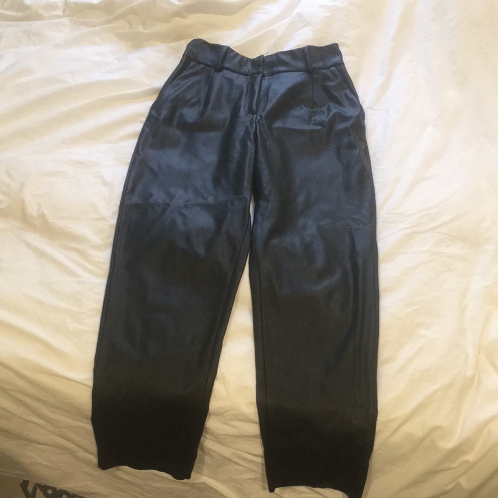 High waisted vegan leather trousers